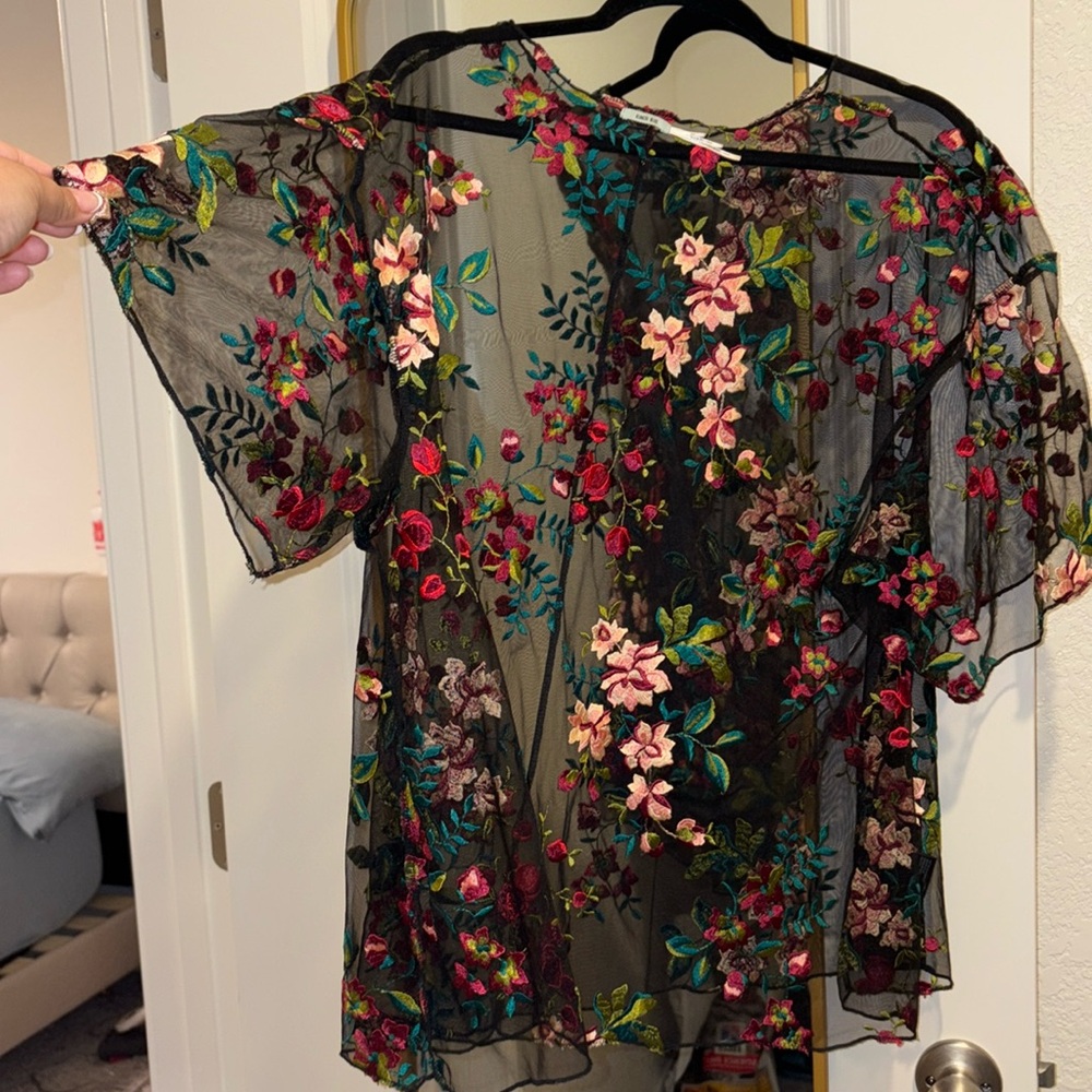 Kimchi Blue Embroidered Floral Top XL